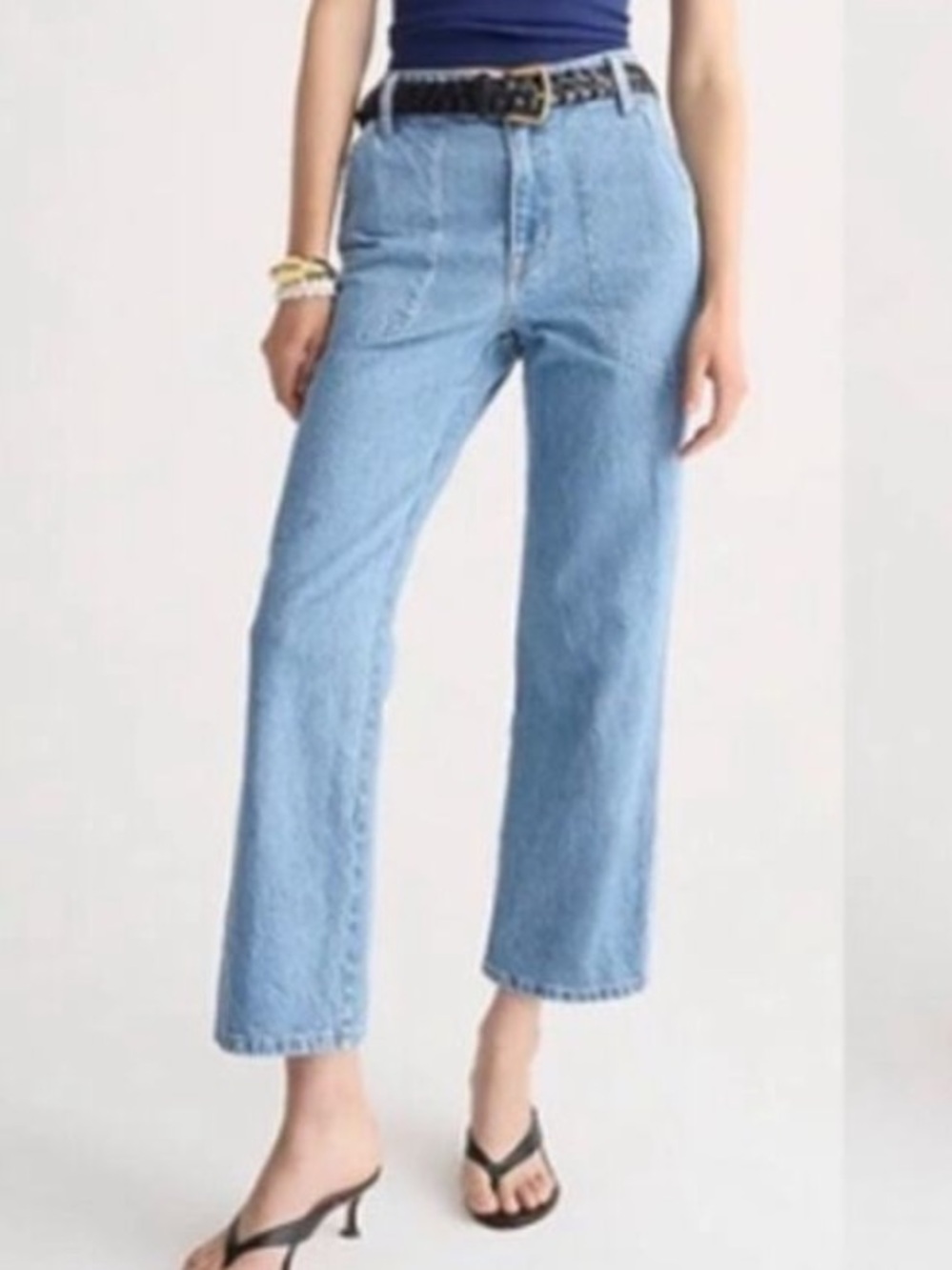 J. Crew Sailor Slim Wide Leg Camp Pocket Jeans Light Blue Utility 100% Cotton 27
